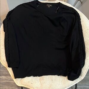 Lety & Me EUC Black Long Sleeve Women's Top with Scalloped Detail Design